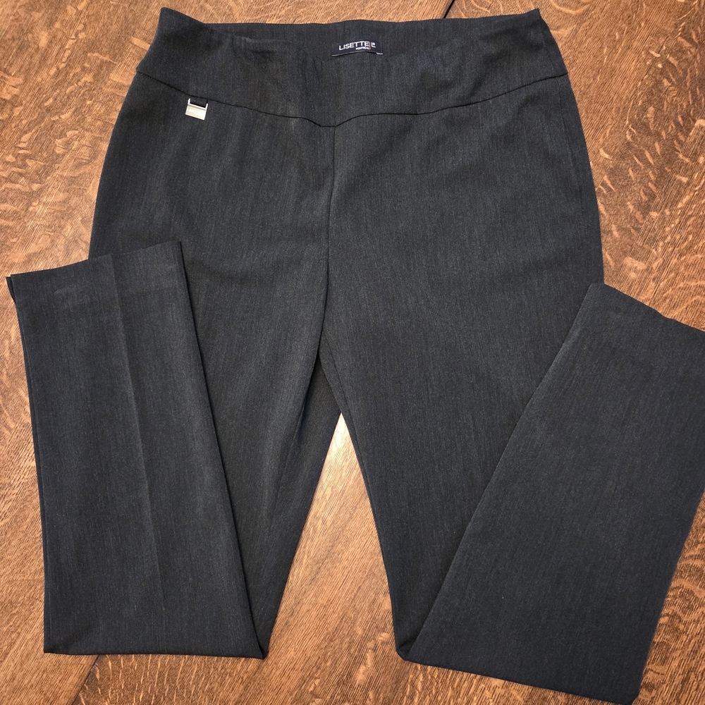 Lisette Montral Women's Charcoal Pull On Stretch Pants